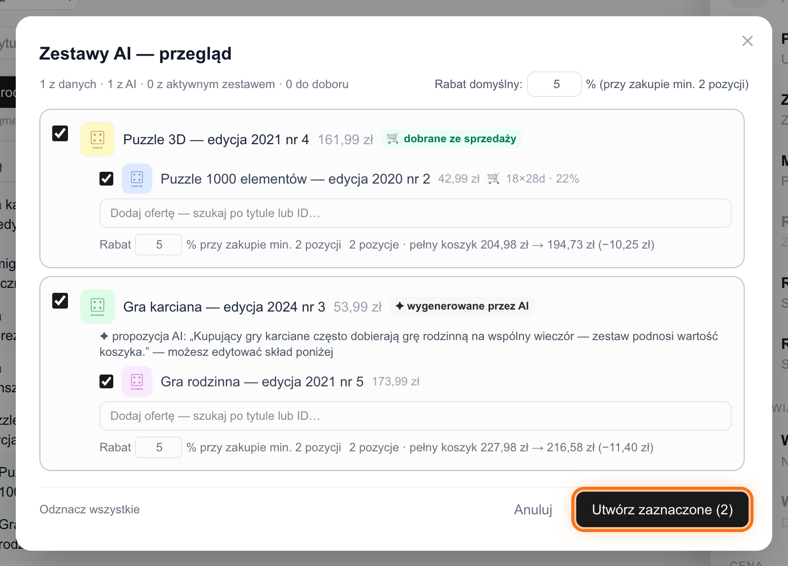 Zestawy AI
